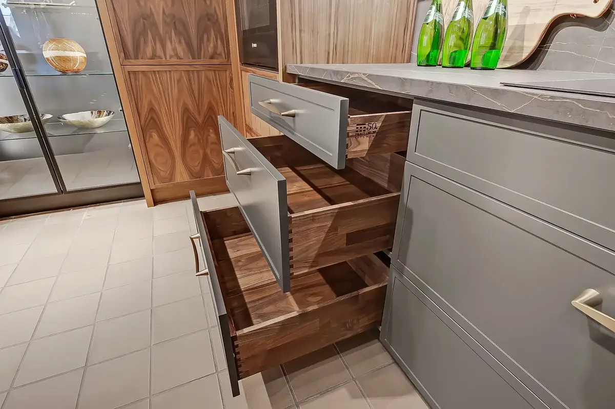 Drawer Bank Walnut Dovetail Cabinet Detail